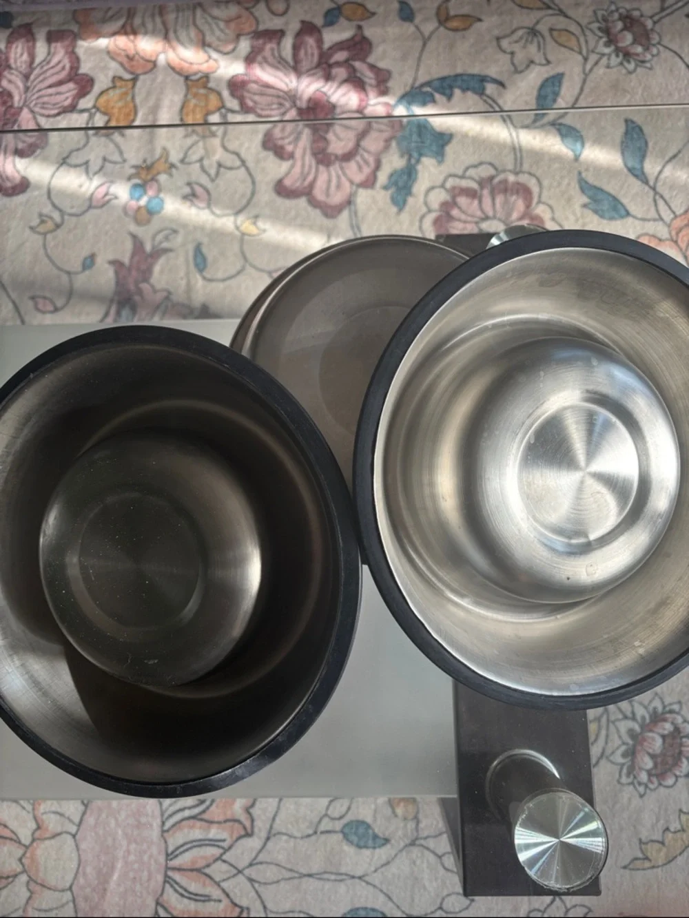 Stainless Steel Non-Slip Dog Feeding Bowls - Set of 3 (Silver with Black Base)